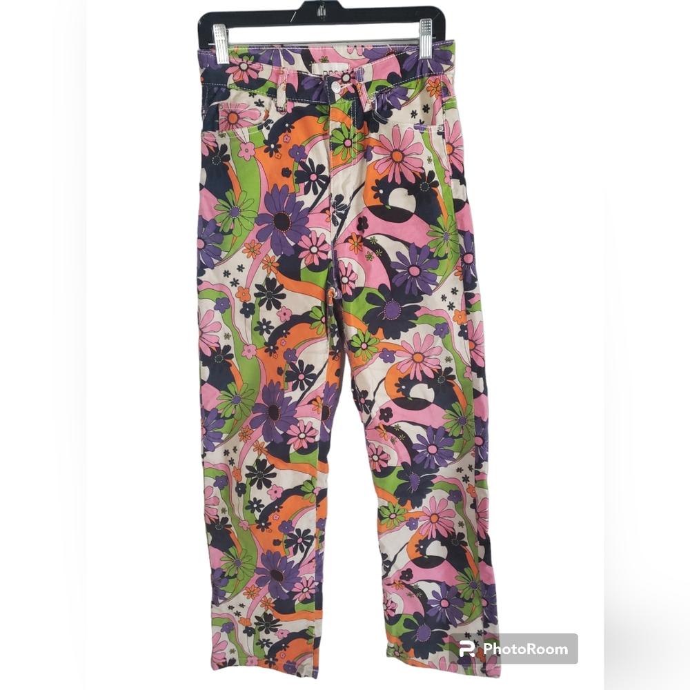 Urban Outfitters BDG Cowboy Corduroy Hippie Flower Print Pants Size 27 EUC